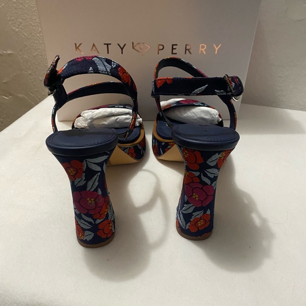 Katy Perry Collections Navy Floral Ankle-Strap Sandals - Picture 5 of 9